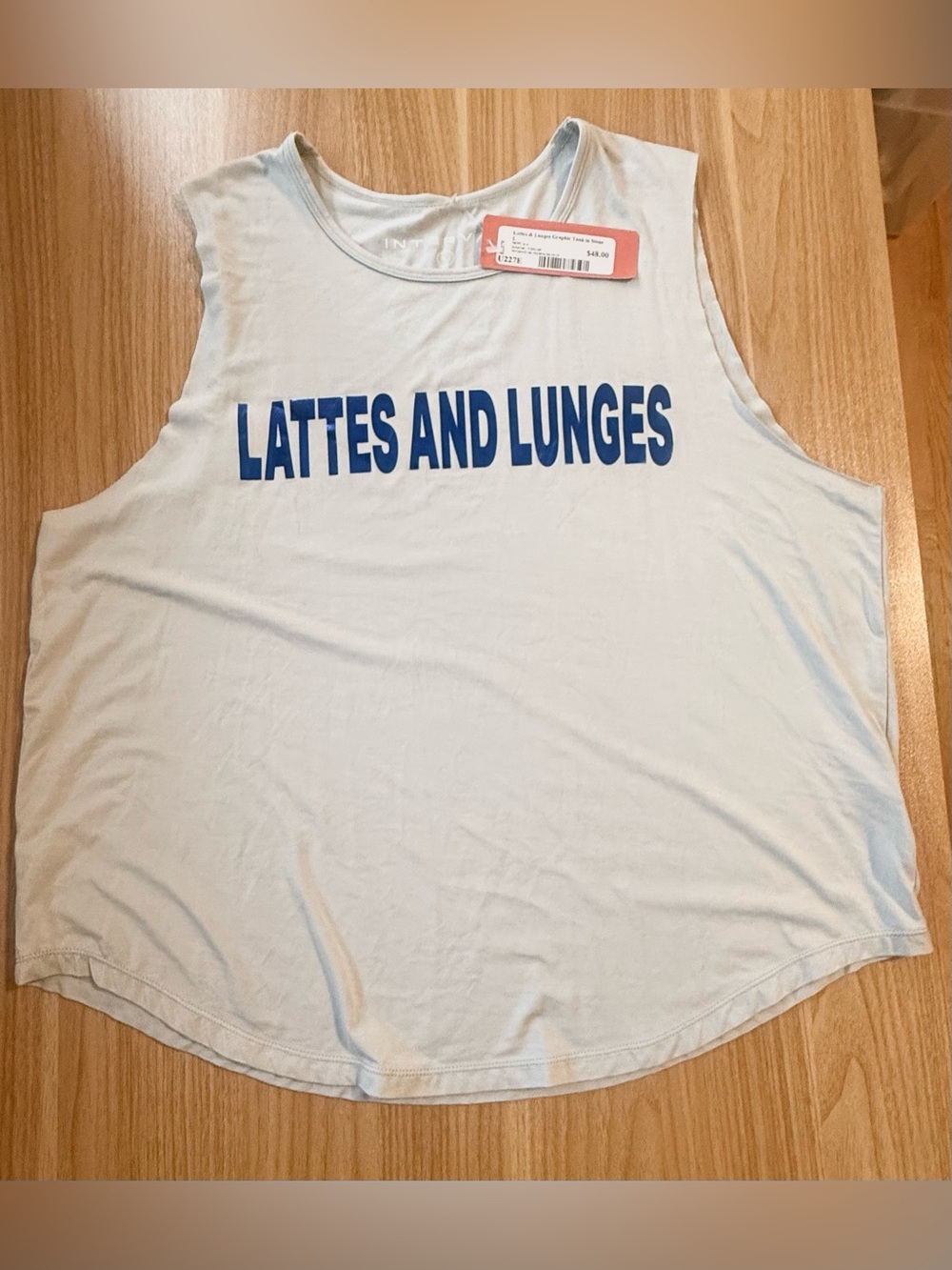 NWT Interval Lattes & Lunges Graphic Tank Stone Sleeveless Workout Top Size L